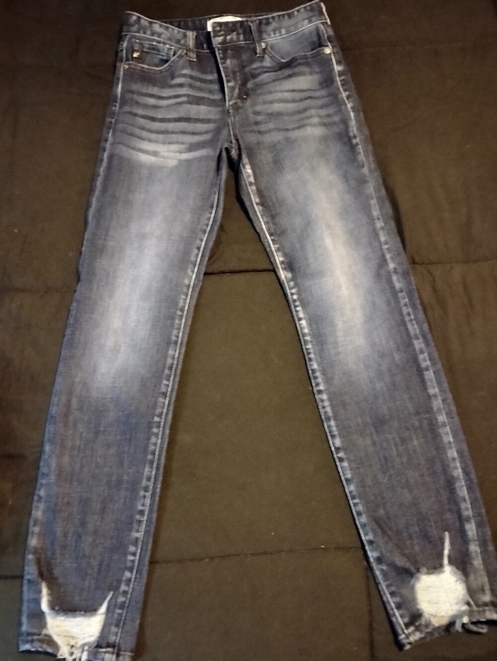 Dark Wash Distressed KanCan Skinny Jeans - Faded Blue